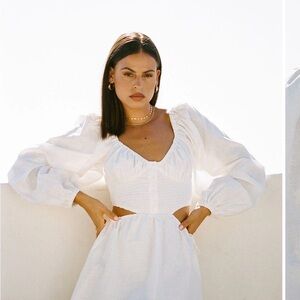 White Linen Open Back Dress